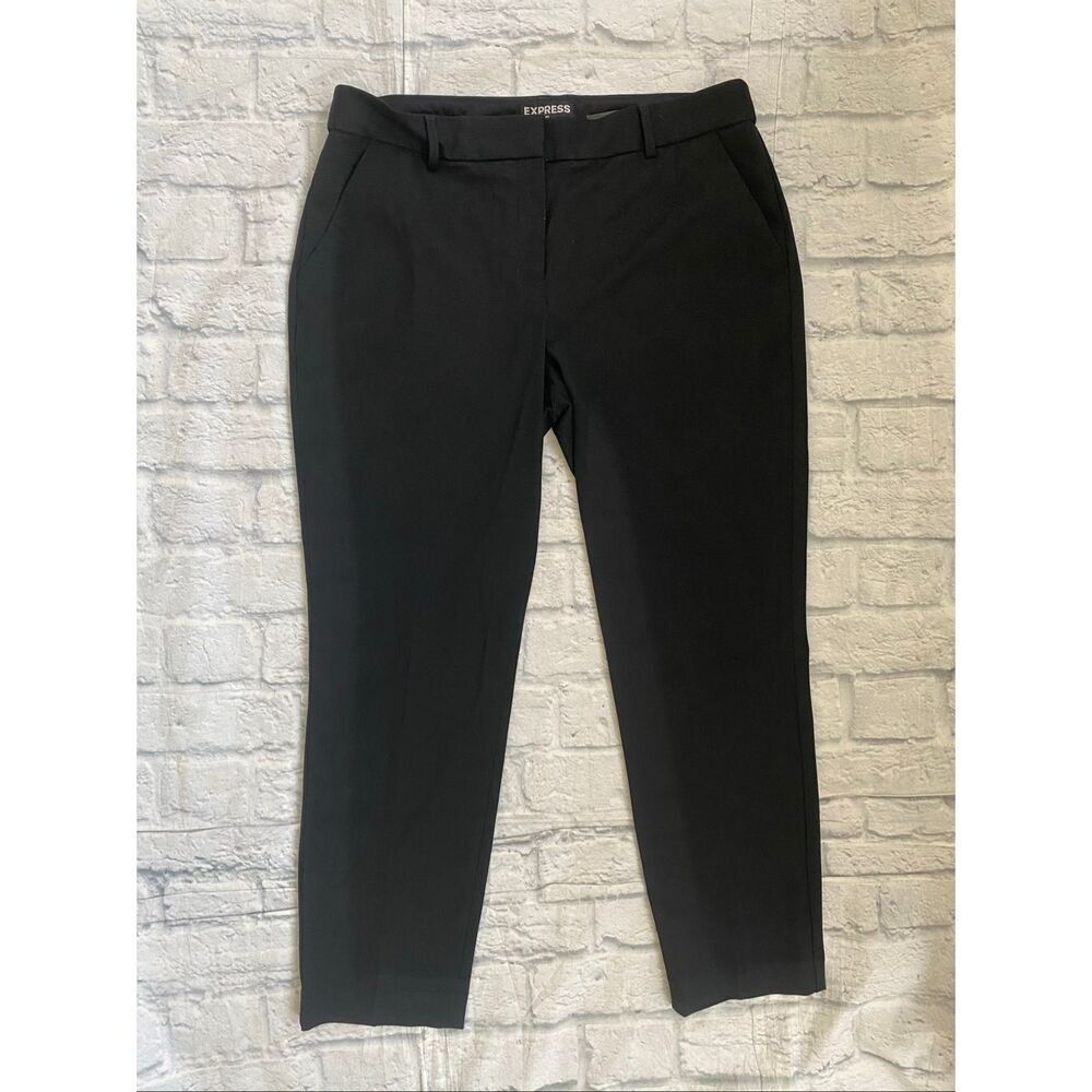 Express women 12 columnist ankle mid rise casual dress pants black